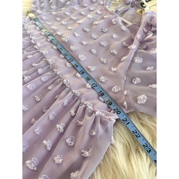 NWT Vine & Love women's textured polka dot short Sleeve Dress purple‎ Sz large - Picture 8 of 12
